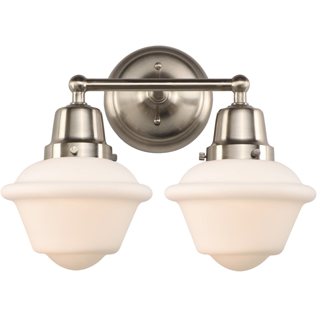 Aditi Small Oxford 2 Light 15.5 inch Brushed Satin Nickel Bath Vanity Light Wall Light, Aditi