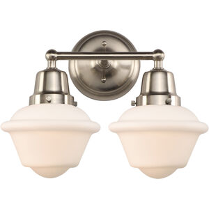Aditi Small Oxford 2 Light 15.5 inch Brushed Satin Nickel Bath Vanity Light Wall Light, Aditi