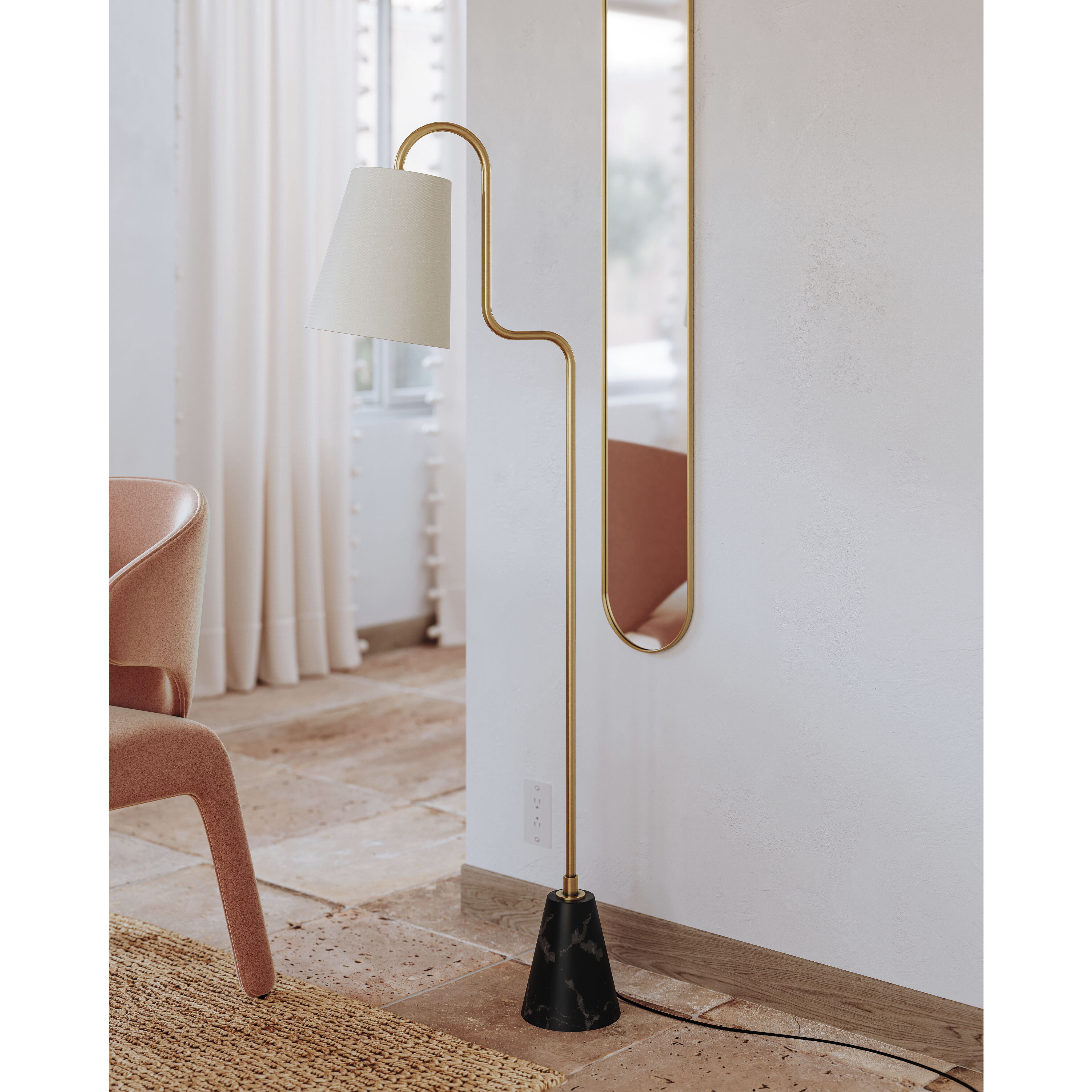Jaimee 59 inch 60.00 watt Aged Brass Floor Lamp Portable Light 