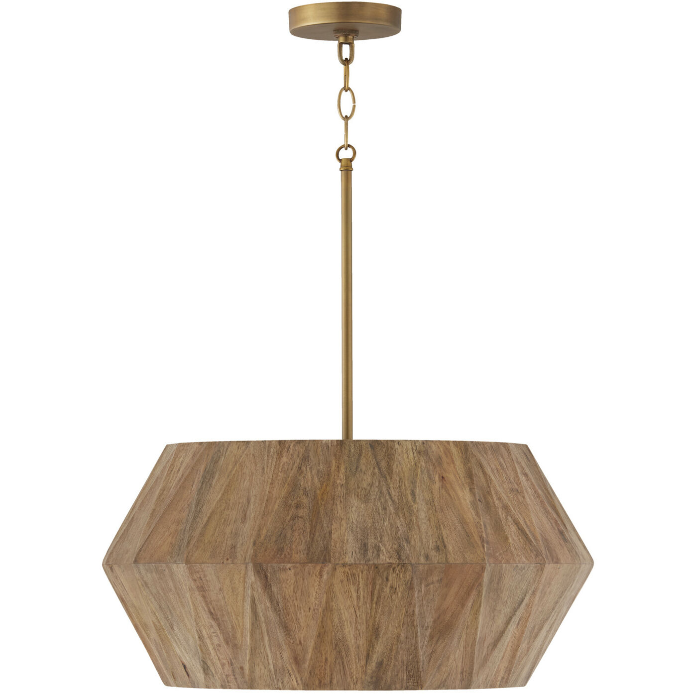 Nadeau 4 Light 22 inch Light Wood and Patinaed Brass Pendant Ceiling Light