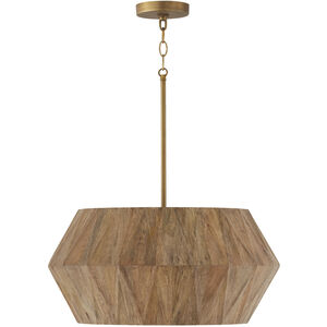 Nadeau 4 Light 22 inch Light Wood and Patinaed Brass Pendant Ceiling Light