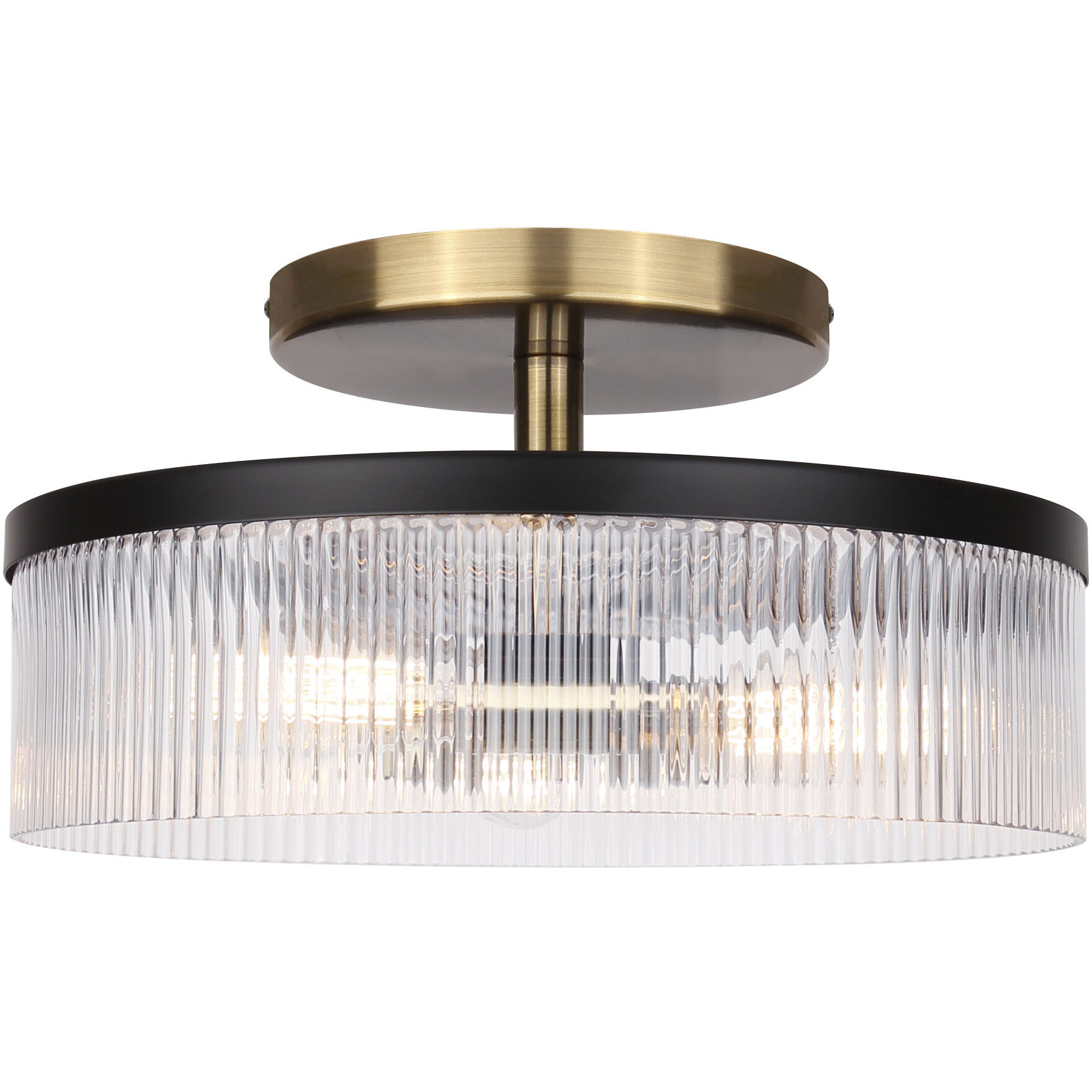 Jenner 3 Light 15 inch Black/Gold Semi-Flush Mount Ceiling Light