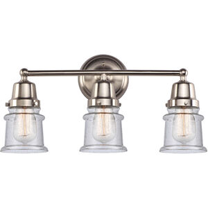 Aditi Small Canton 3 Light 21.25 inch Brushed Satin Nickel Bath Vanity Light Wall Light, Aditi
