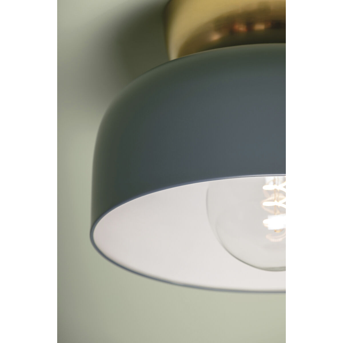 Batya 1 Light 13 inch Aged Brass/Slate Blue Flush Mount Ceiling Light