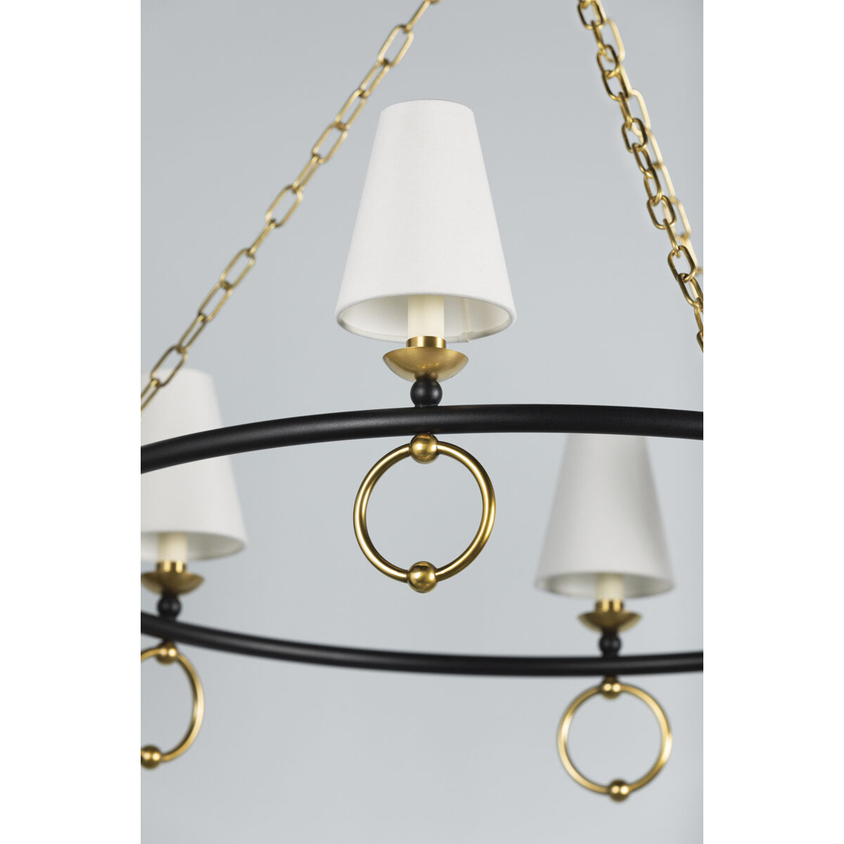 Haverford 6 Light 36.5 inch Aged Brass and Textured Black Chandelier Ceiling Light