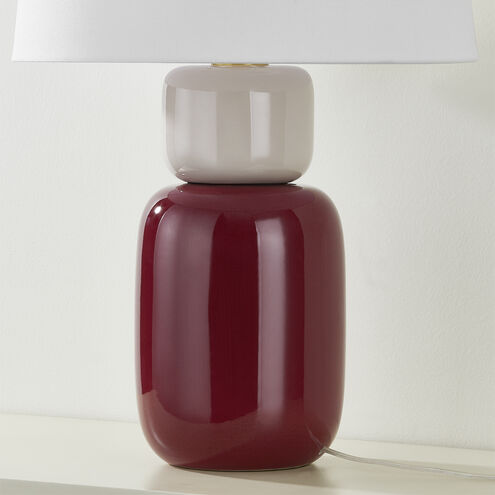 Batya 24 inch 15.00 watt Aged Brass/Ceramic Bordeaux Blush Table Lamp Portable Light