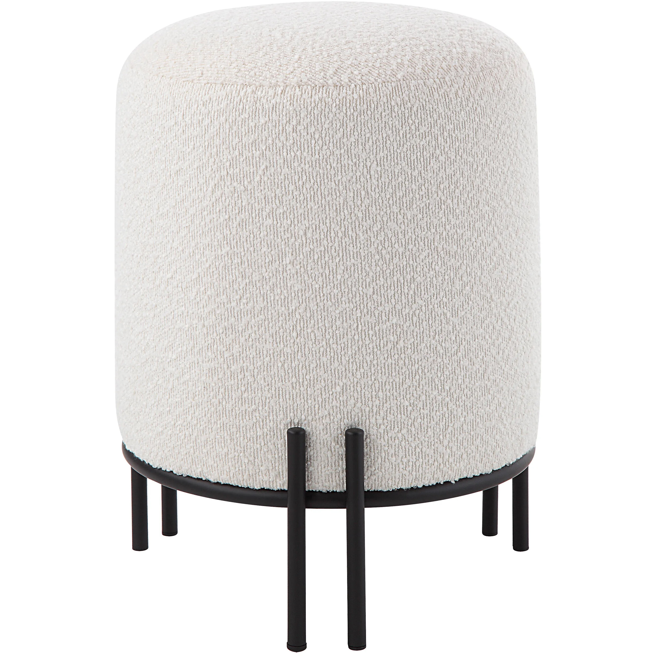 Cynthia 18.11 inch Off-White and Matte Black Ottoman