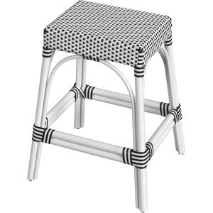 Robias Rectangular Rattan 24.5" Counter Stool in White and Black Dot