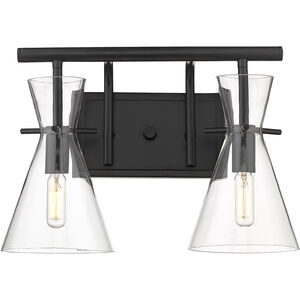 Auralume Colden LED 15 inch Matte Black and Clear Bath Vanity Light Wall Light