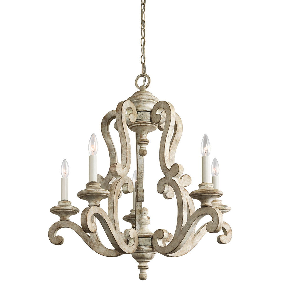 Hayman Bay 5 Light 28 inch Distressed Antique White Chandelier 1 Tier Medium Ceiling Light, 1 Tier Medium