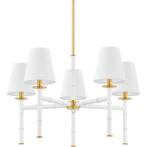 Banyan 5 Light 28 inch Aged Brass and Soft White Chandelier Ceiling Light