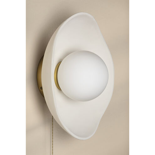 Bacia 1 Light 12 inch Aged Brass/Ceramic Raw Matte White Wall Sconce Wall Light