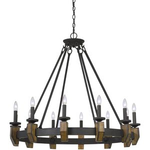 Cruz 12 Light 39 inch Warm Bronze and Wood Chandelier Ceiling Light