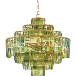 Sommelier 8 Light 27 inch Dark Contemporary Gold Leaf/Green Chandelier Ceiling Light