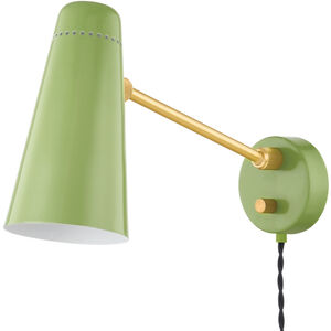 Alex 15 inch 60.00 watt Aged Brass and Soft Green Portable Wall Sconce Wall Light