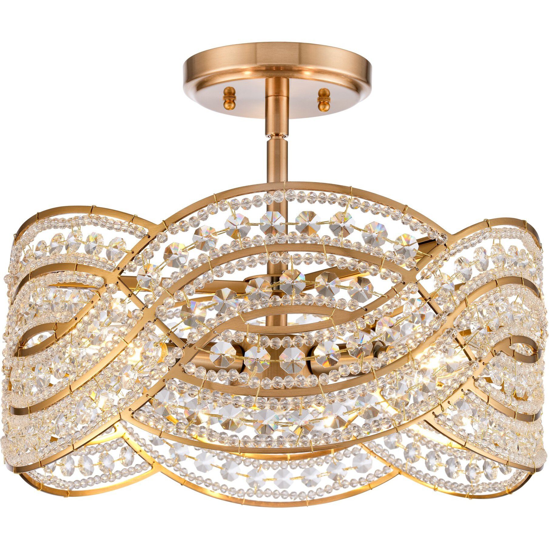 Anastasia 4 Light 15 inch Lacquered Gold Semi Flush Ceiling Light