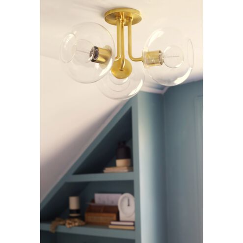 Margot 3 Light 20 inch Aged Brass Semi Flush Ceiling Light
