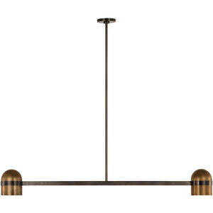 Avroko Octavia 2 Light 56 inch Blackened Bronze/Bright Worn Brass Linear Chandelier Ceiling Light