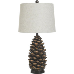 Roanoke 30.75 inch 150 watt Roanoke Brown and Heathered Cream Table Lamp Portable Light