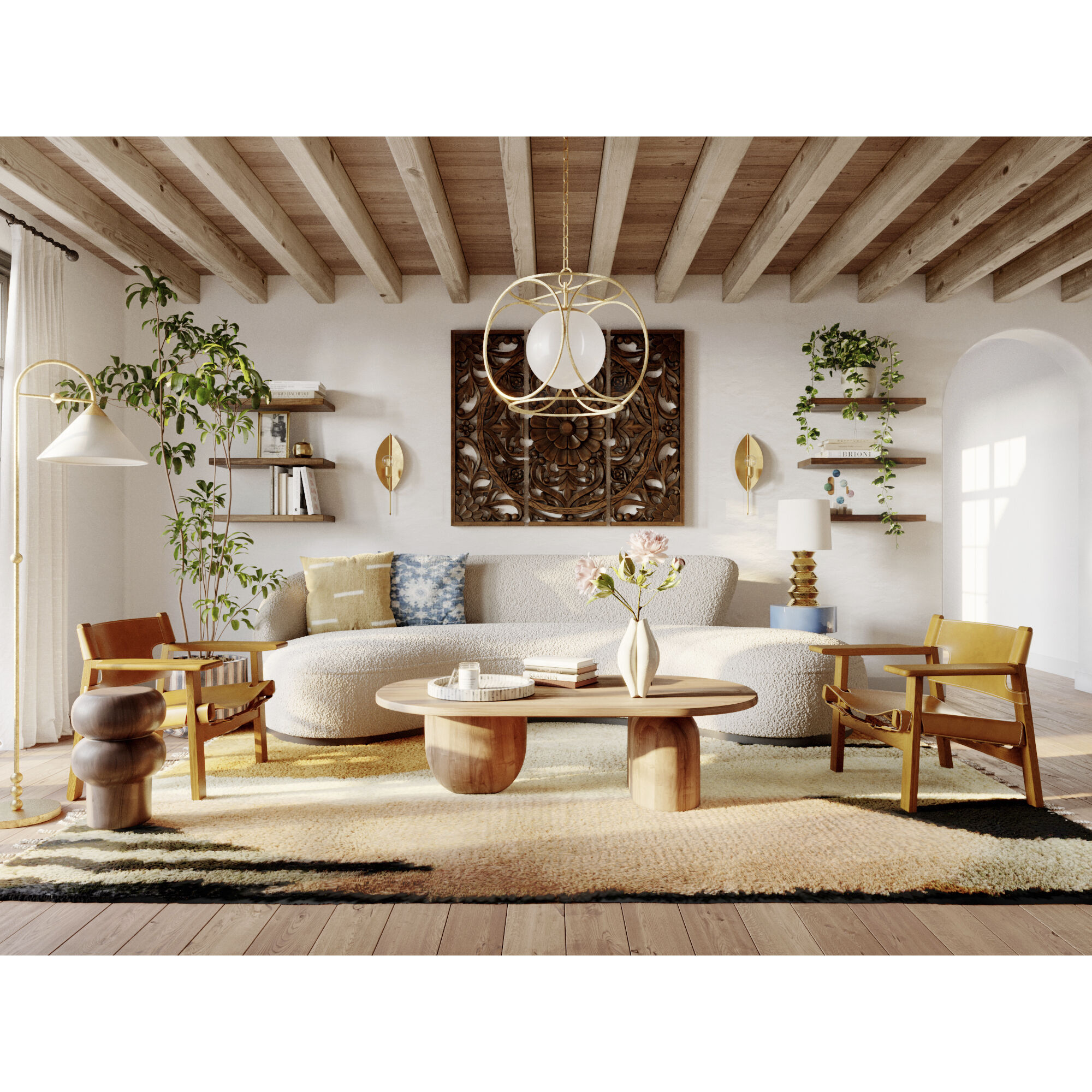 Sang 65 inch 60.00 watt Aged Brass Floor Lamp Portable Light