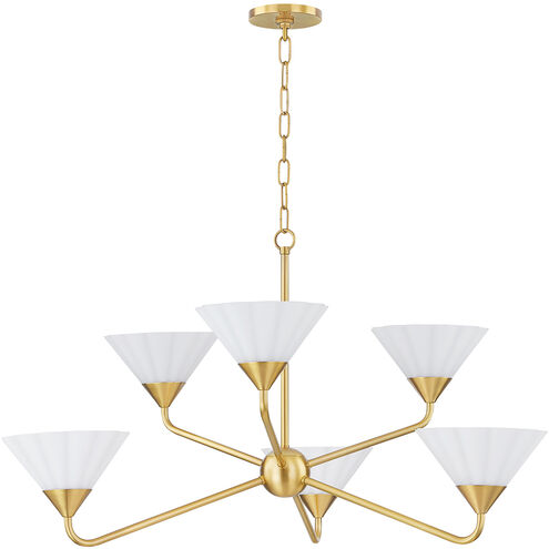 Kelsey 6 Light 35 inch Aged Brass Chandelier Ceiling Light
