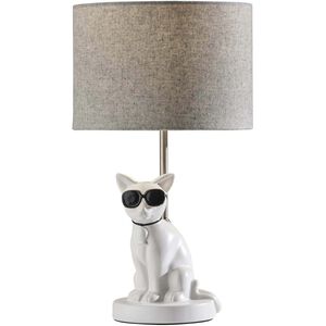 Sunny 18 inch 60 watt White Ceramic with Brushed Steel Neck Table Lamp Portable Light, Simplee Adesso