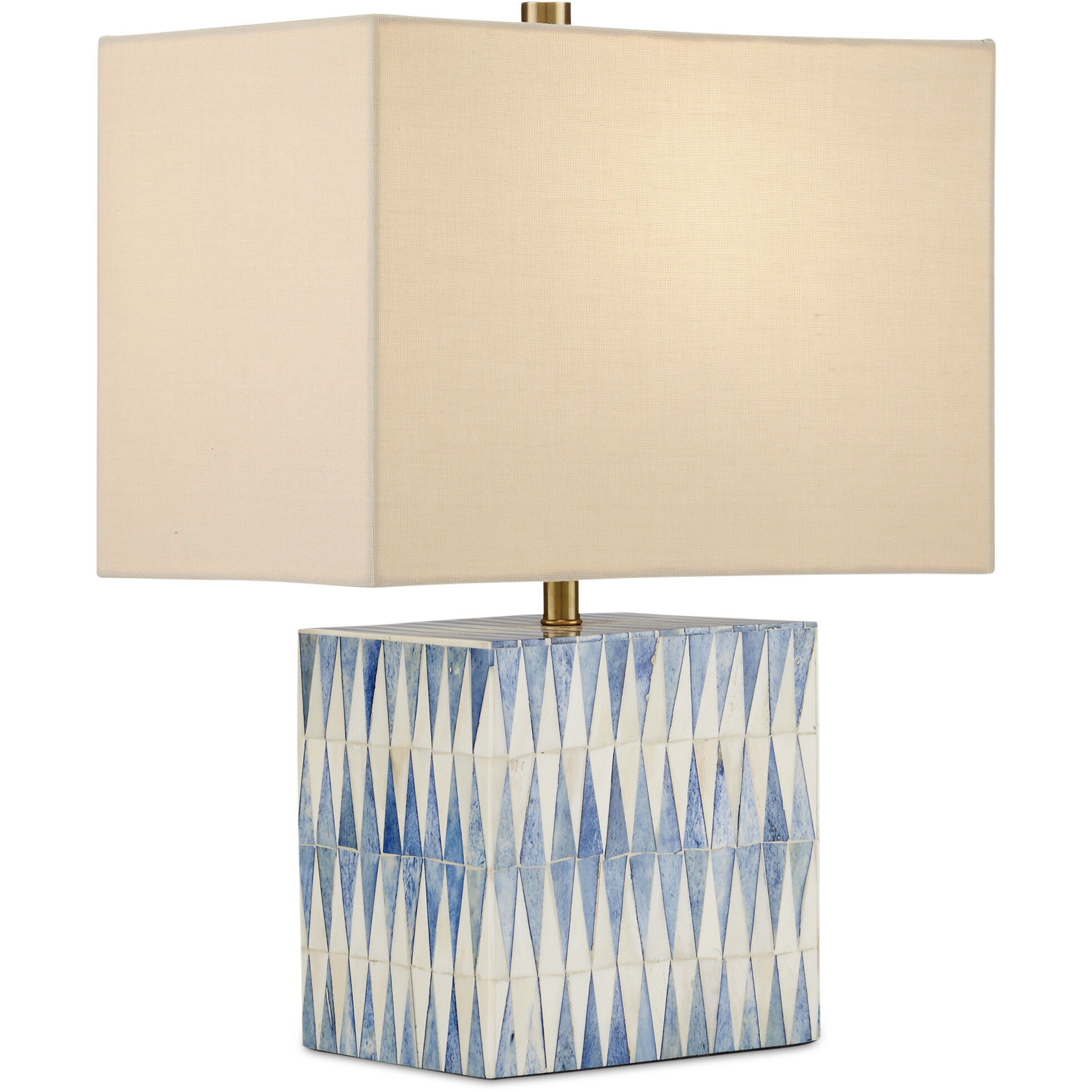 Nadene 17.5 inch 75 watt Blue and White and Brushed Brass Table Lamp Portable Light