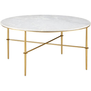 Kira 35.75 inch White and Antique Brass Cocktail Table