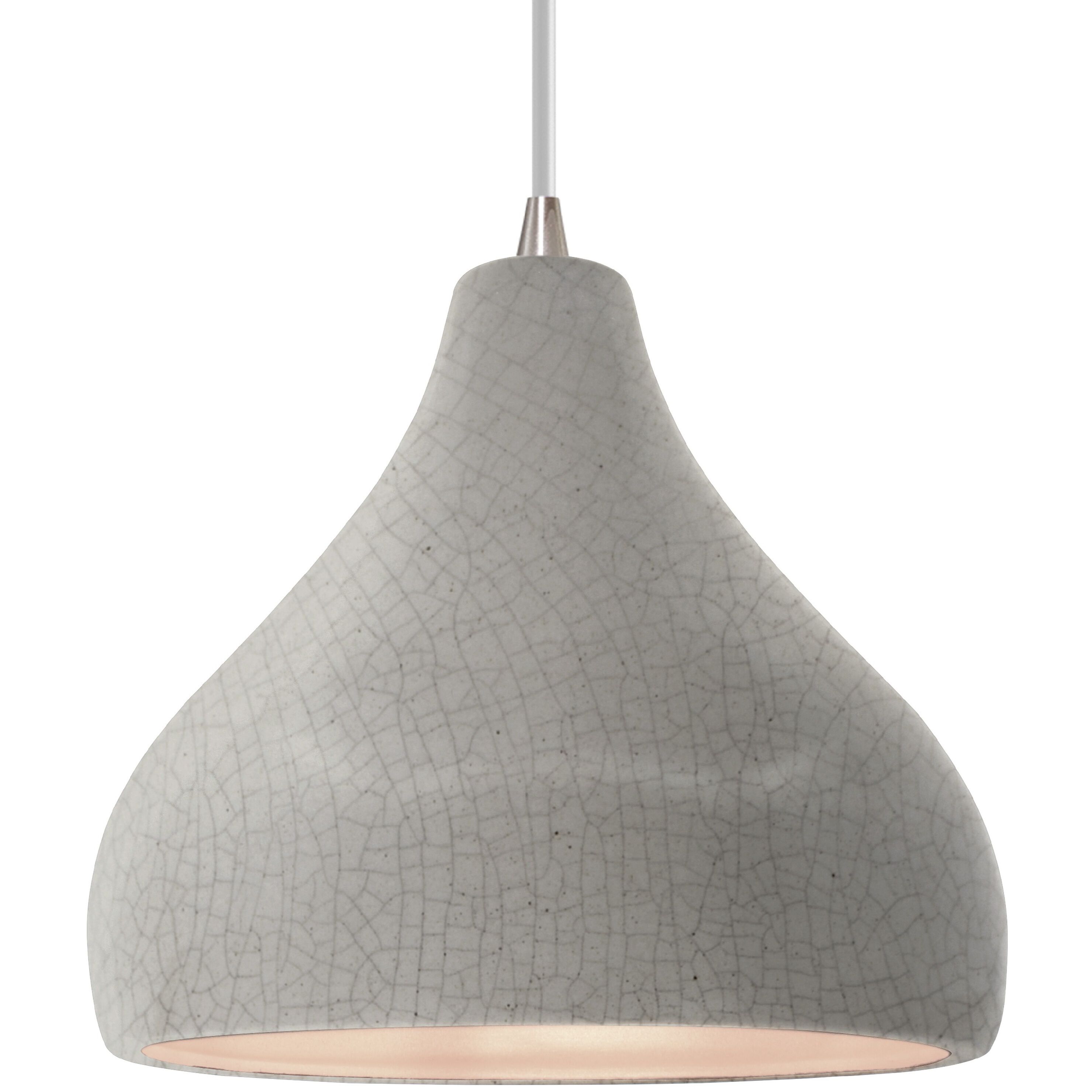 Radiance LED 13.5 inch White Crackle and Polished Chrome Pendant Ceiling Light