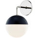 Renee 1 Light Polished Nickel / Black Wall Sconce Wall Light