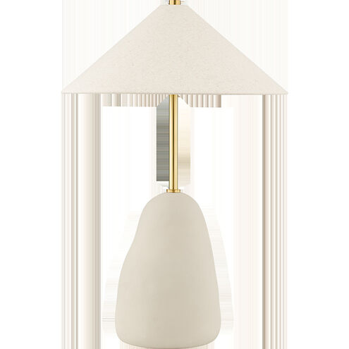 Maia 25 inch 60.00 watt Aged Brass/Ceramic Textured Beige Table Lamp Portable Light
