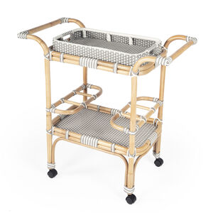 Selena Grey & Rattan Bar Cart in Gray and White,Natural