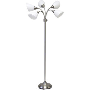 Five Light 67 inch 60 watt Brushed Steel Tree Floor Lamp Portable Light, Simplee Adesso