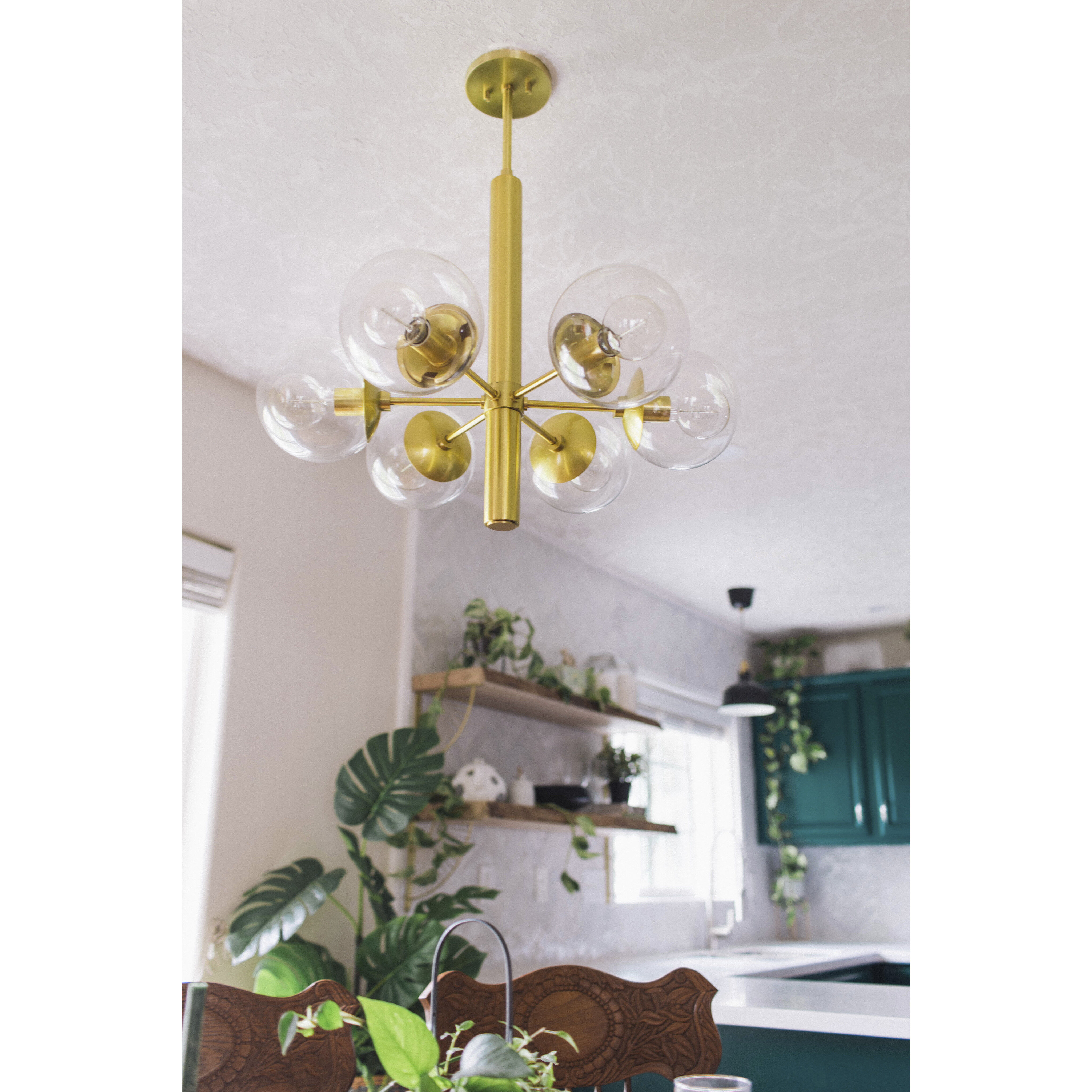 Meadow 6 Light 28 inch Aged Brass Chandelier Ceiling Light