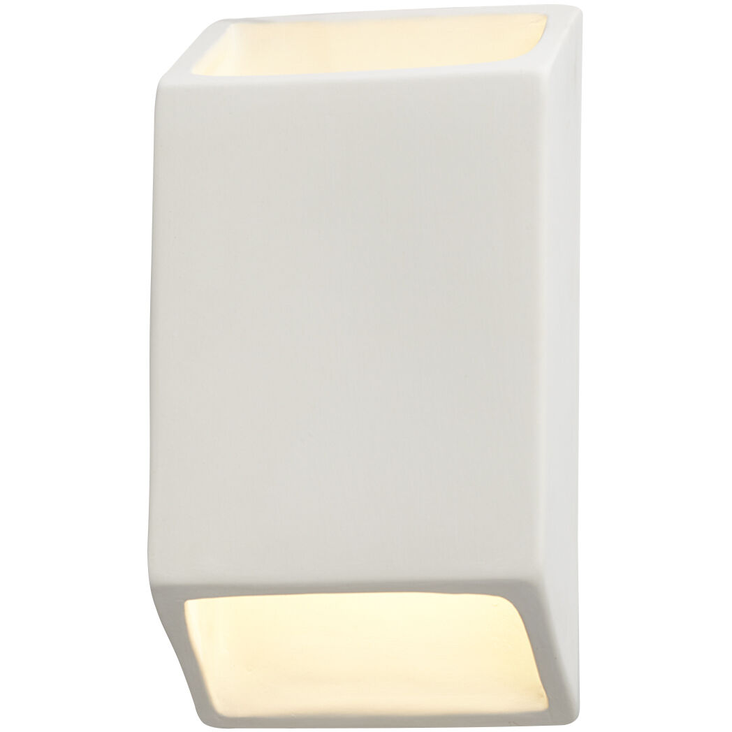 Ambiance LED 5 inch Celadon Green Crackle ADA Wall Sconce Wall Light, Open Top and Bottom Fixture, Tapered Rectangle