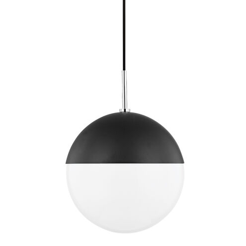 Renee 1 Light 12 inch Polished Nickel/Black Pendant Ceiling Light in Polished Nickel and Black