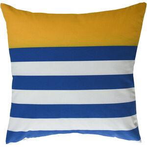 Dann Foley 24 inch Yellow and White and Navy Blue Decorative Pillow