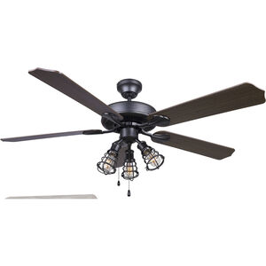 Madison 52 inch Graphite with Silver Oak/Walnut Blades Ceiling Fan, Dual Mount