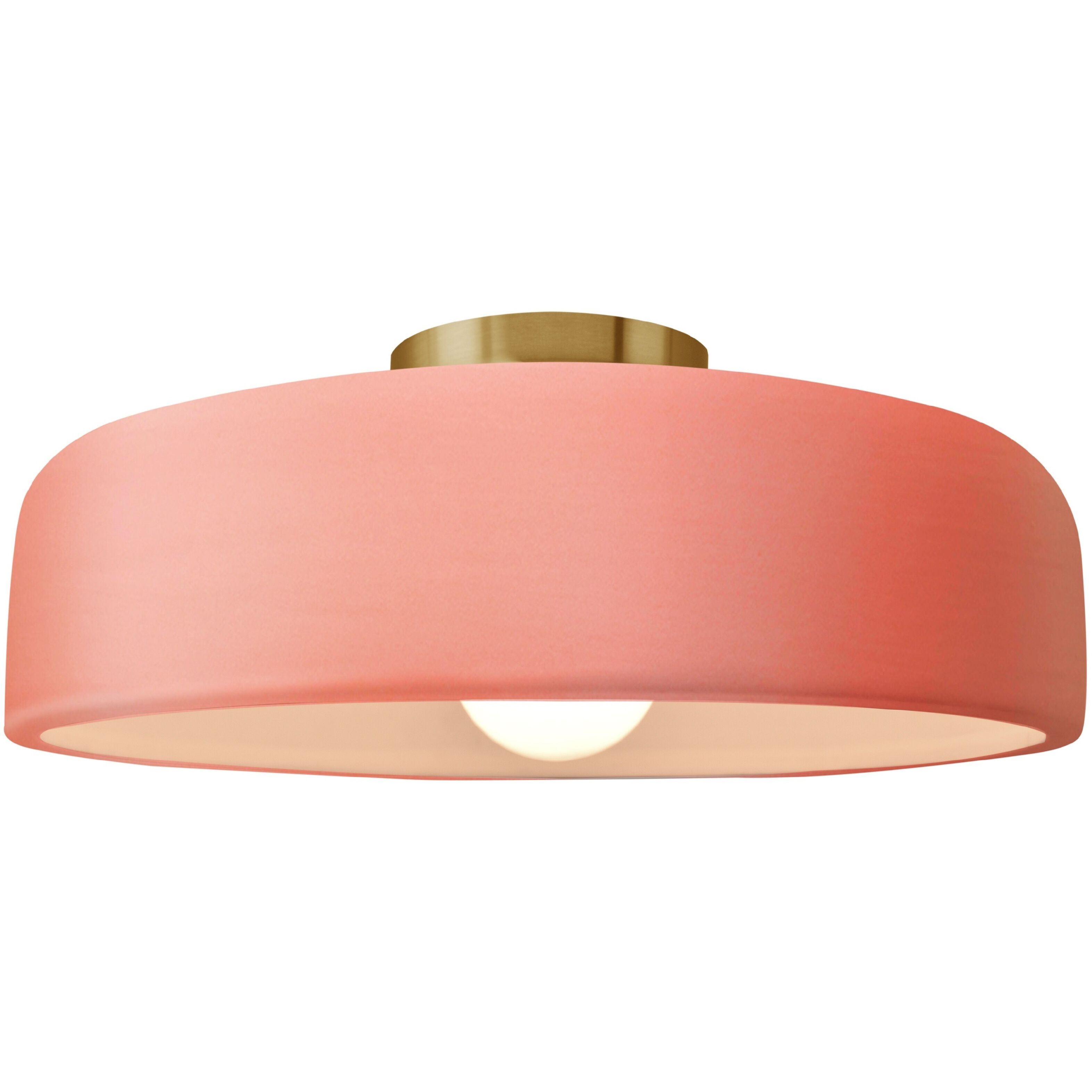 Radiance Collection - Spire 1 Light 16 inch Gloss Blush and Brushed Brass Semi-Flush Ceiling Light in Replaceable Bulb, 16W x 6.5H, Form+Finish+Function
