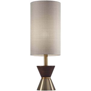Carmen 23 inch 100.00 watt Antique Brass and Walnut Rubberwood Table Lamp Portable Light