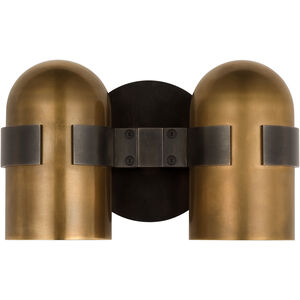 Avroko Octavia 2 Light 4 inch Blackened Bronze/Bright Worn Brass ADA Wall Sconce Wall Light