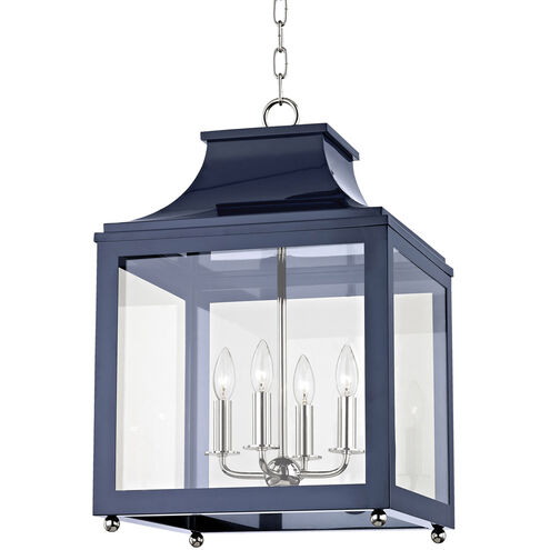 Leigh 4 Light 16 inch Polished Nickel and Navy Pendant Ceiling Light