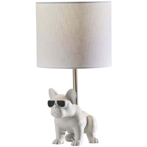 Sunny 16 inch 60 watt White Ceramic with Brushed Steel Neck Table Lamp Portable Light, Simplee Adesso