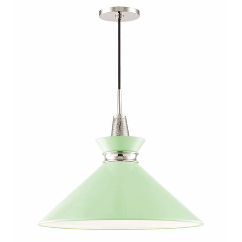 Kiki 1 Light 18 inch Polished Nickel Pendant Ceiling Light in Polished Nickel and Mint