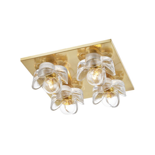 Shea 4 Light 11 inch Aged Brass Flush Mount Ceiling Light