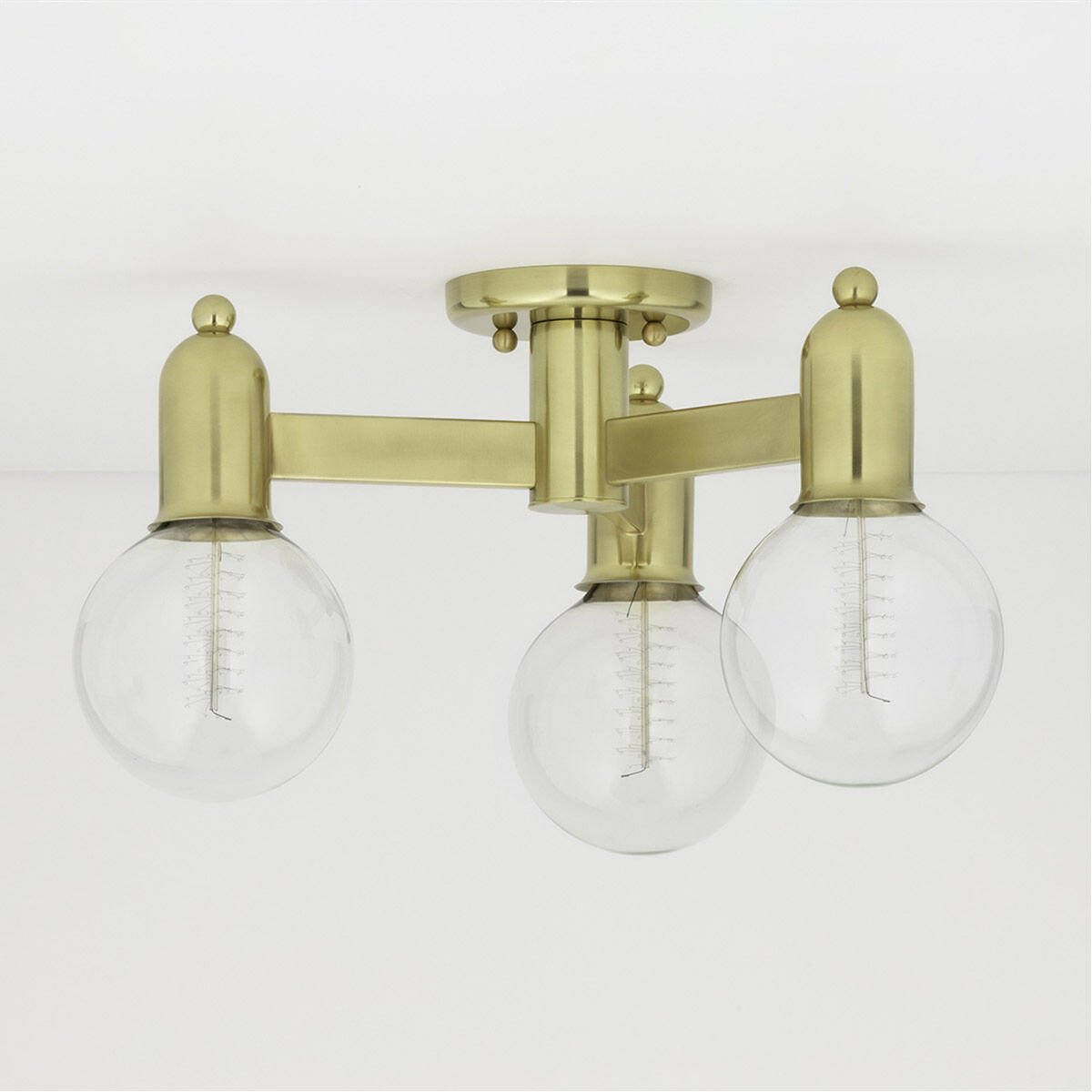 Bryce 3 Light 18 inch Aged Brass Semi Flush Ceiling Light