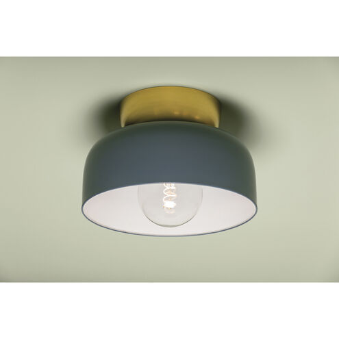 Batya 1 Light 13 inch Aged Brass/Slate Blue Flush Mount Ceiling Light