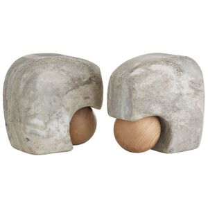 Melt 16 inch Gray and Natural Oak Wood Bookends, Set of 2