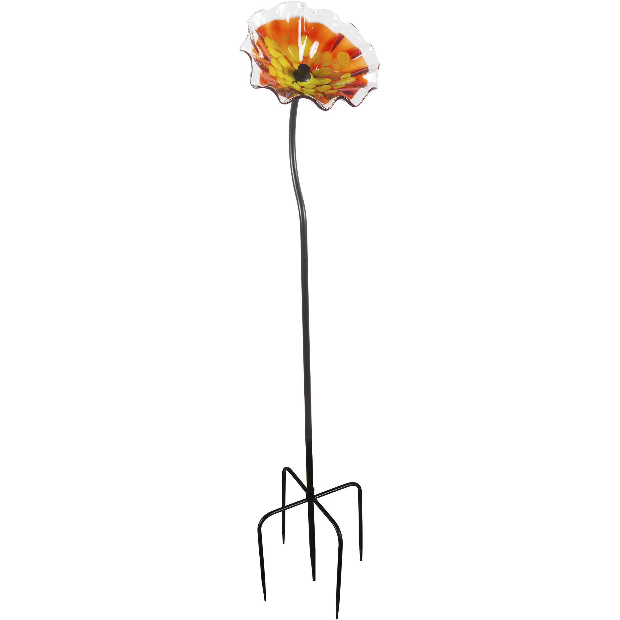 Fiore Red Art Glass Garden Stake