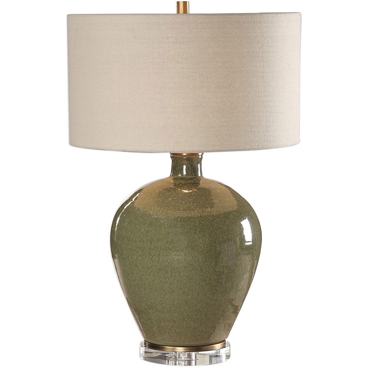 Elva 27.25 inch 150 watt Distressed Emerald Green Glaze and Antique Brass Table Lamp Portable Light